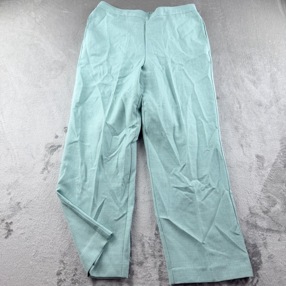 Alfred Dunner Women's Petite 12P Aqua Blue Green Textured Pull On Pants